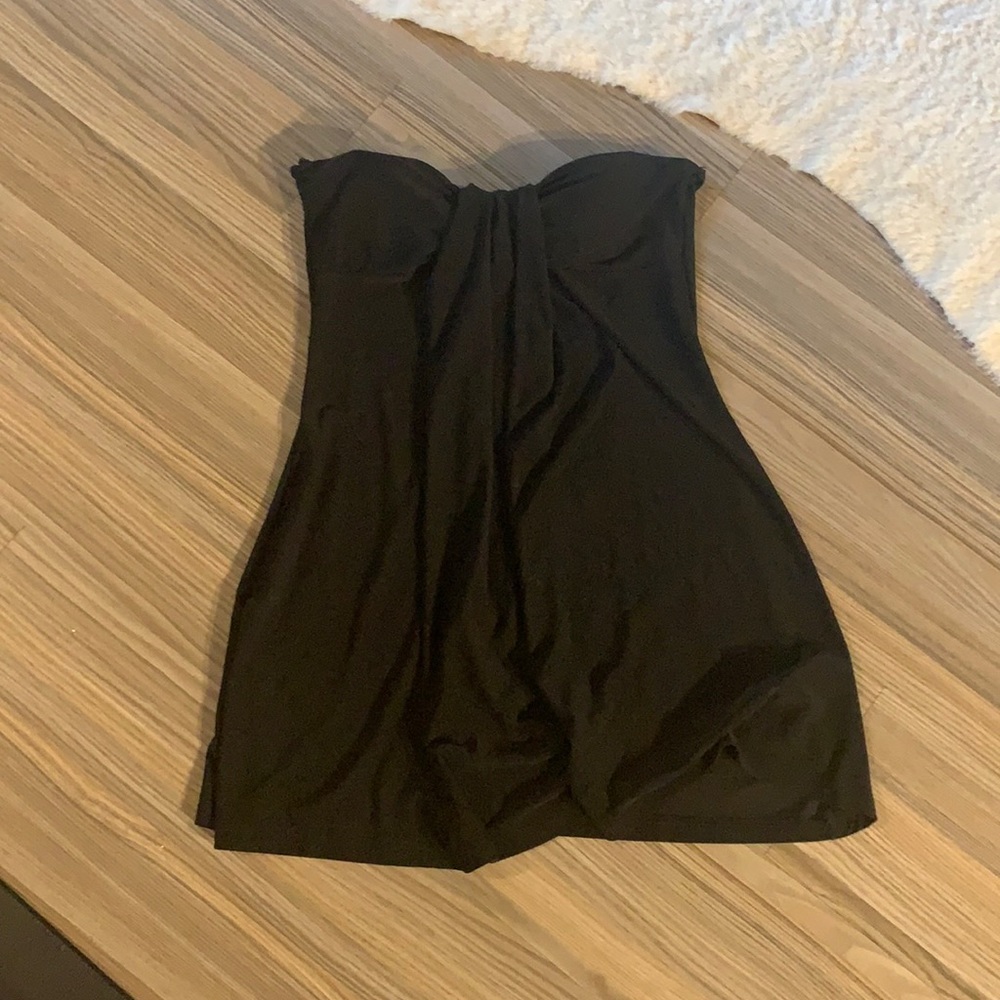 Black drapey tube top blouse